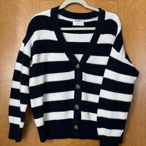 Old Navy Striped Cardigan Navy and White. Size large